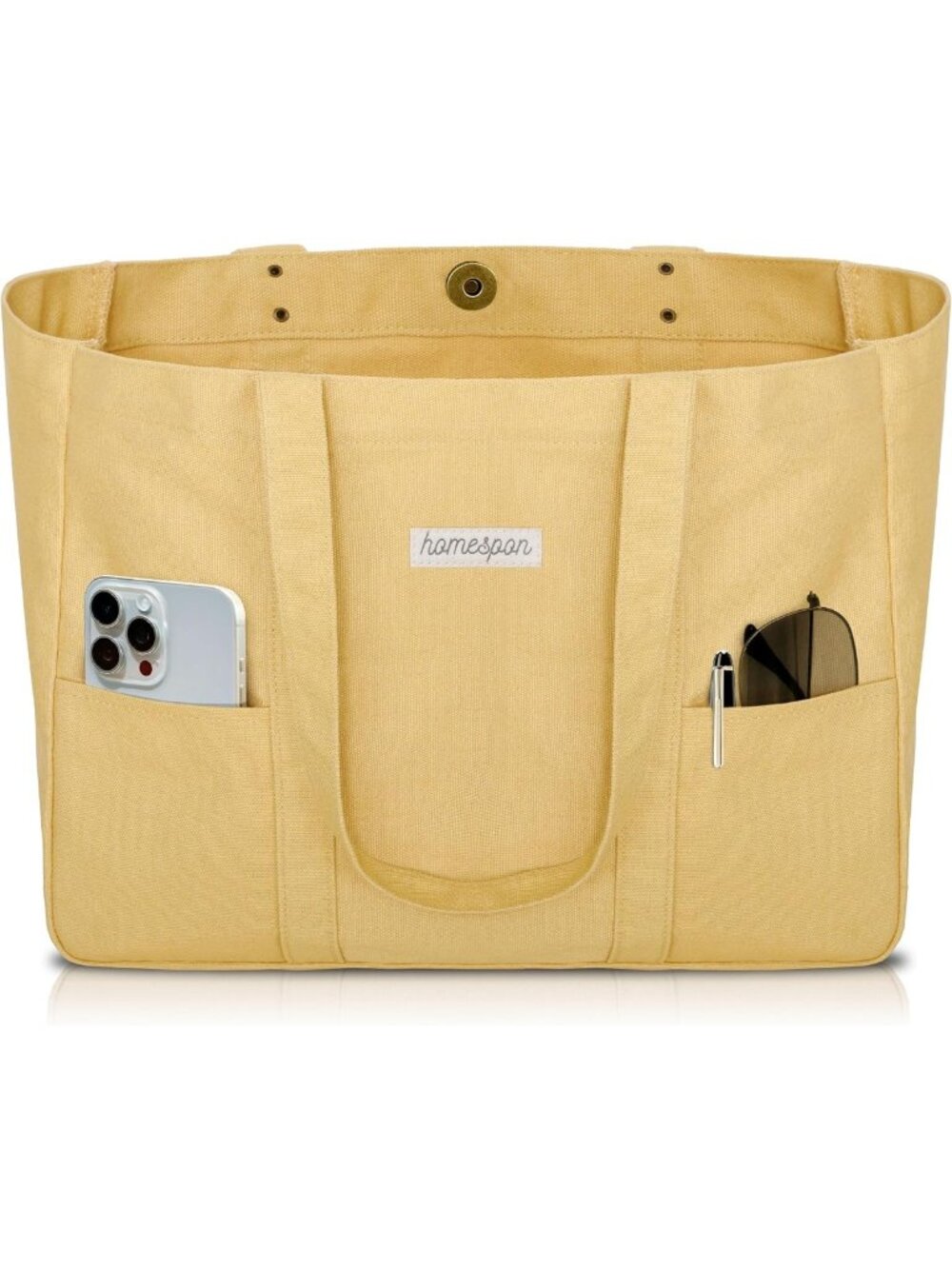 Large Canvas Tote Bag for Women - Stylish Magnetic Work Laptop Bag, Perfect for